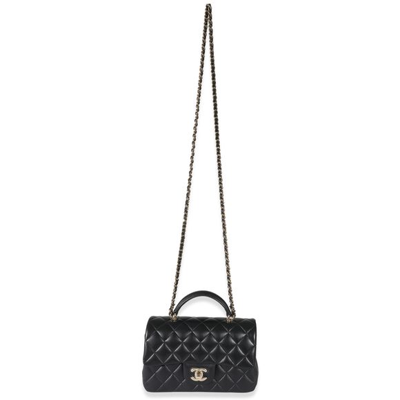Chanel Black Quilted Lambskin Mini Top Handle Rectangular Flap - Picture 4 of 7